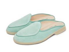 Stride Mule Loafers in Acqua Glove Suede Natural Sole