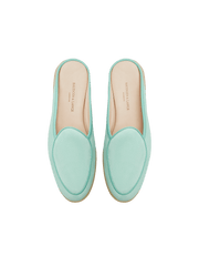 Stride Mule Loafers in Acqua Glove Suede Natural Sole