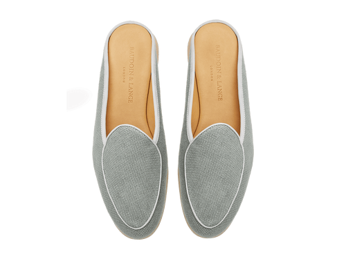 Stride Mule Loafers in Celadon Linen Natural Sole