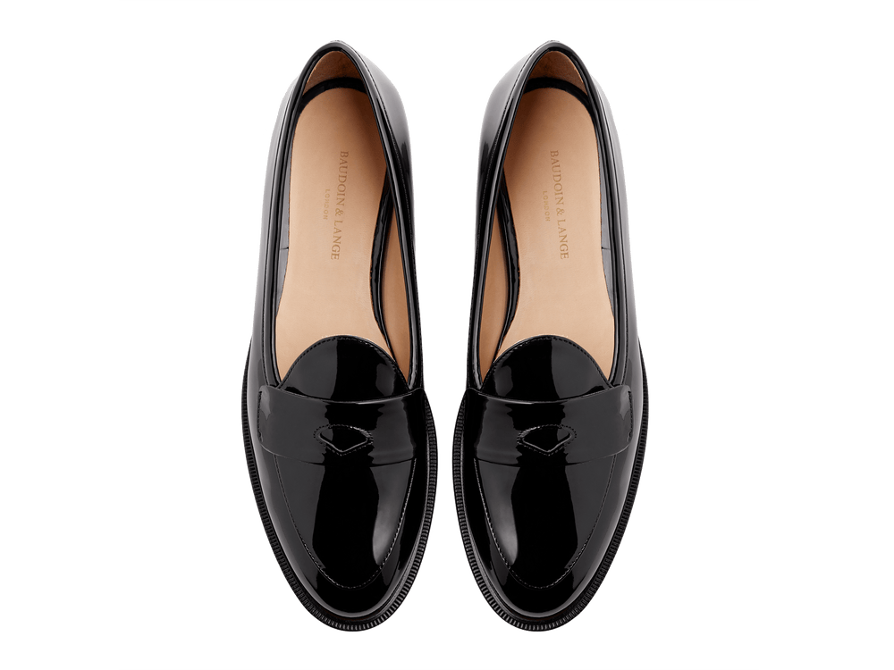 Sagan Ginkgo Loafers in Nero Patent with Rubber Sole