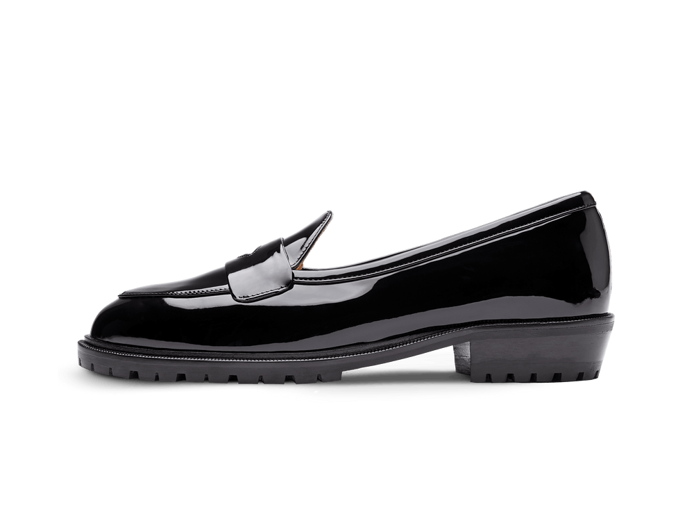 Sagan Ginkgo Loafers in Nero Patent with Rubber Sole