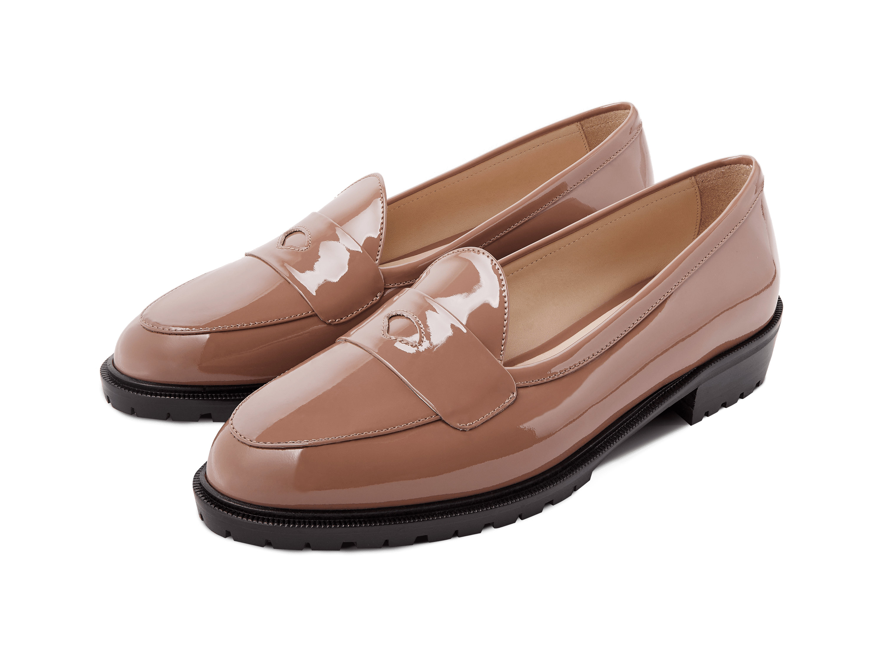 Sagan Ginkgo Loafers in Marron Rose Patent with Rubber Sole