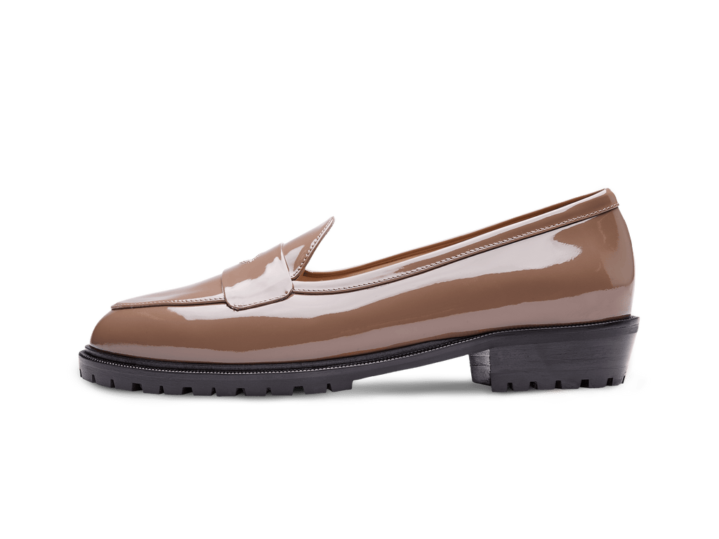 Sagan Ginkgo Loafers in Marron Rose Patent with Rubber Sole