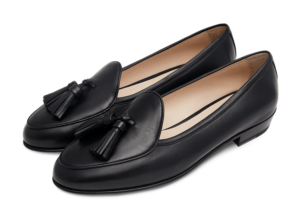 Sagan Tassel Loafers in Black Nappa