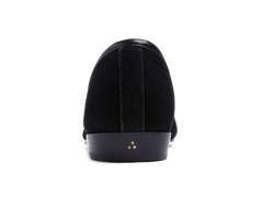 Sagan Classic String Loafers in Obsidian Black Asteria Suede with Metal Caps