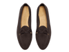 Sagan Classic String Loafers in Lusitanias Dark Brown Asteria Suede with Metal Caps
