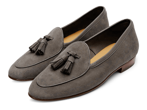 Sagan Classic Tassel Loafers in Bark Grey Asteria Suede