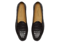 Sagan Classic Precious Leather Loafers in Obsidian Black Crocodile