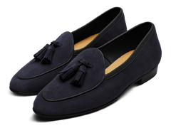 Sagan Classic Tassel Loafers in Midnight Navy Asteria Suede