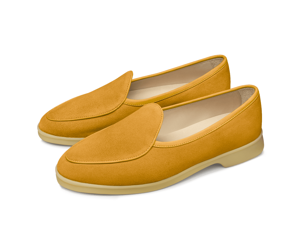 Stride Loafers in Saffron Suede Natural Sole