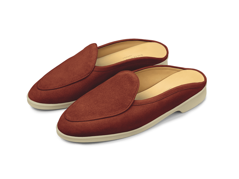 Stride Mule Loafers in Henna Glove Suede Natural Sole