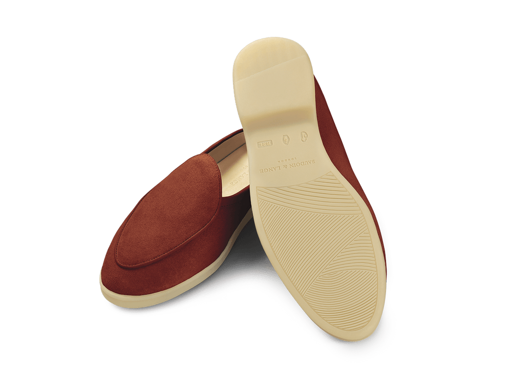 Stride Mule Loafers in Henna Glove Suede Natural Sole