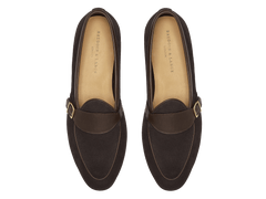 Sagan Classic Buckle in Lusitanias Dark Brown Asteria Suede and Marmo Calf