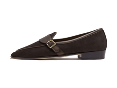 Buckle Loafers in Dark Brown Suede