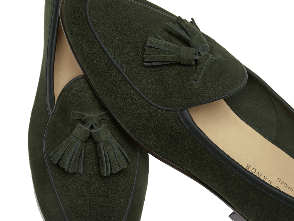 Sagan Classic Tassel Loafers in Cedar Green Suede