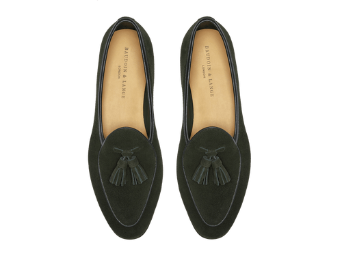 Sagan Classic Tassel Loafers in Cedar Green Suede