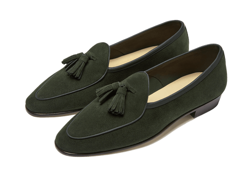 Green Suede Tassel Loafers
