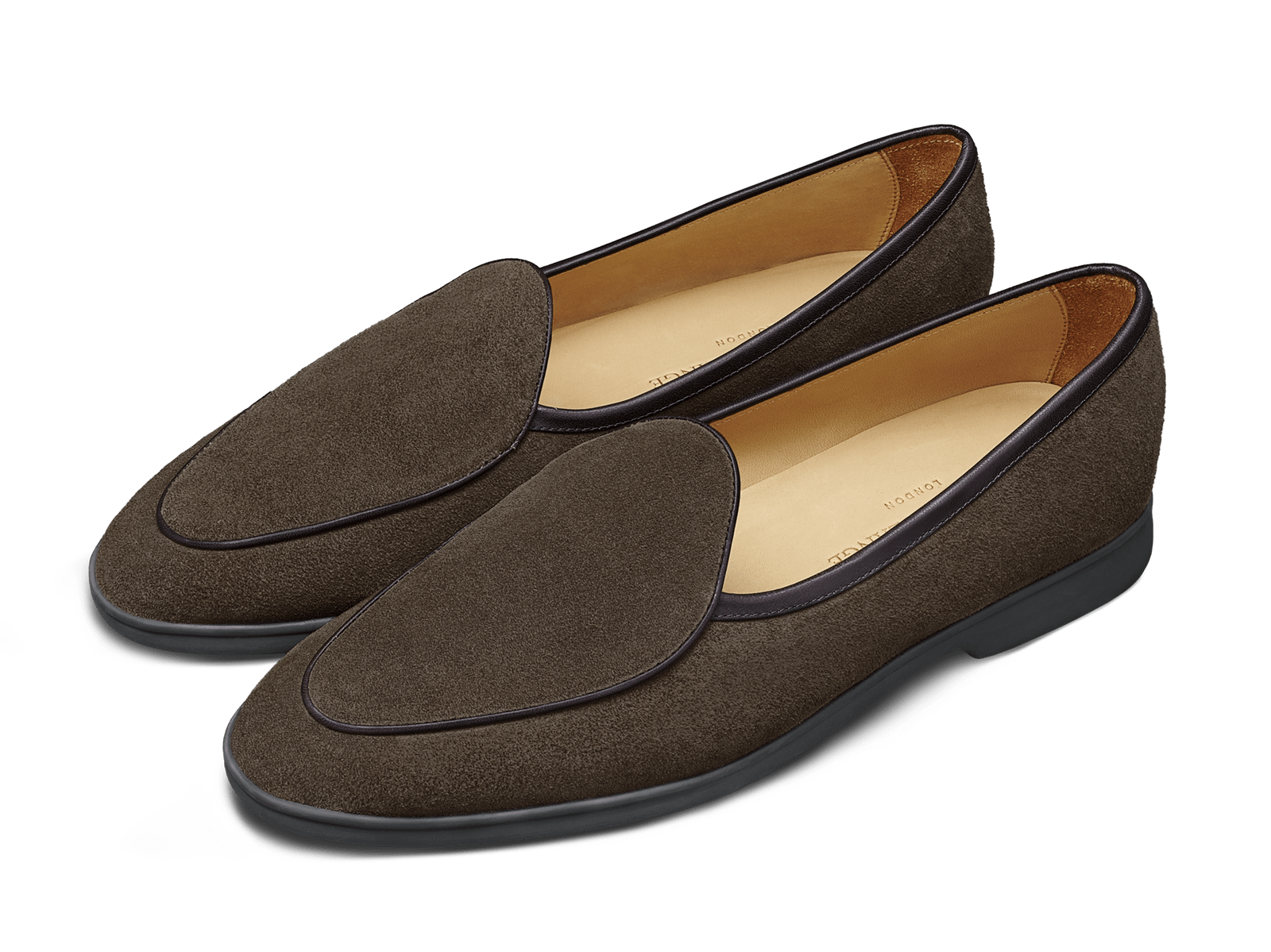 Stride Loafers in Greige Glove Suede Dark Sole